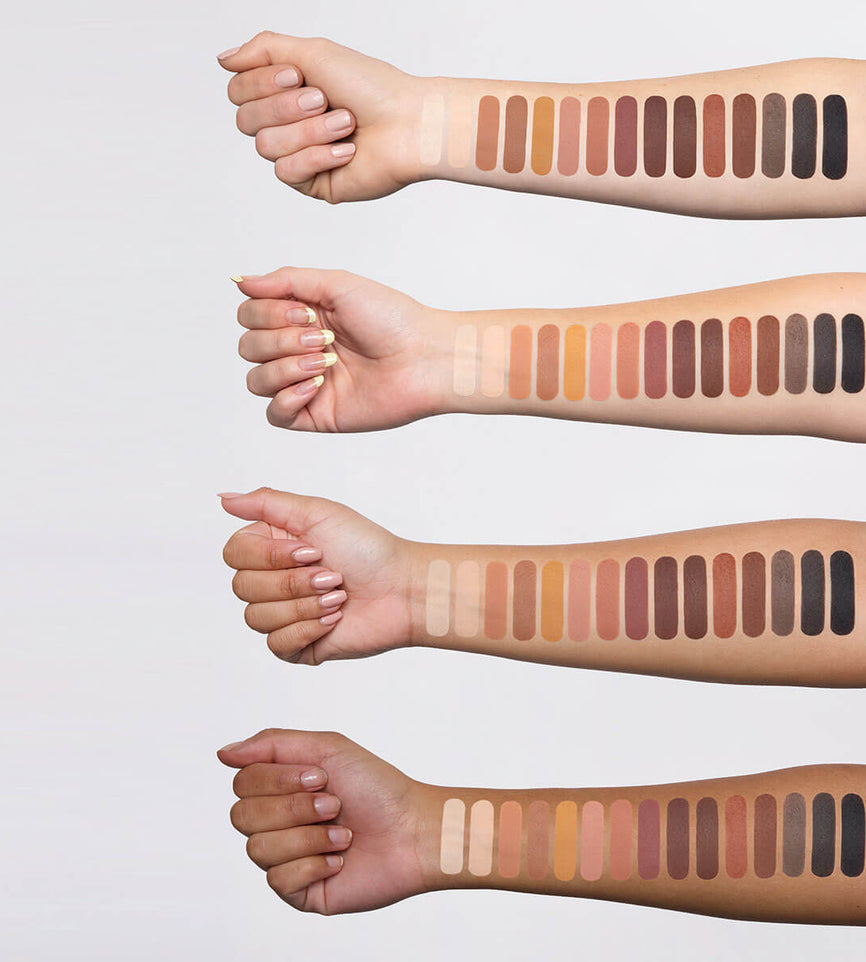 Arm Swatches of Beautiful mess on four different skin tones