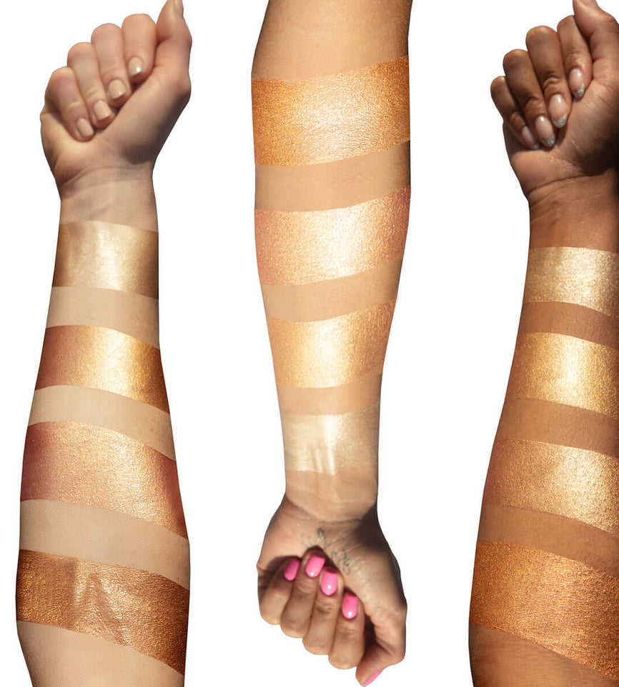 Arm Swatches of Beautiful mess on three different skin tones#Golden Dew